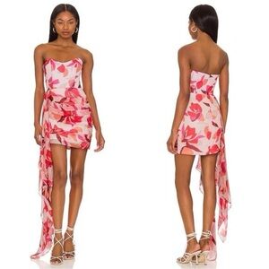 Katie May Chasing Dawn Dress Revolve Pink Floral Mini Size XS Strapless Hoco